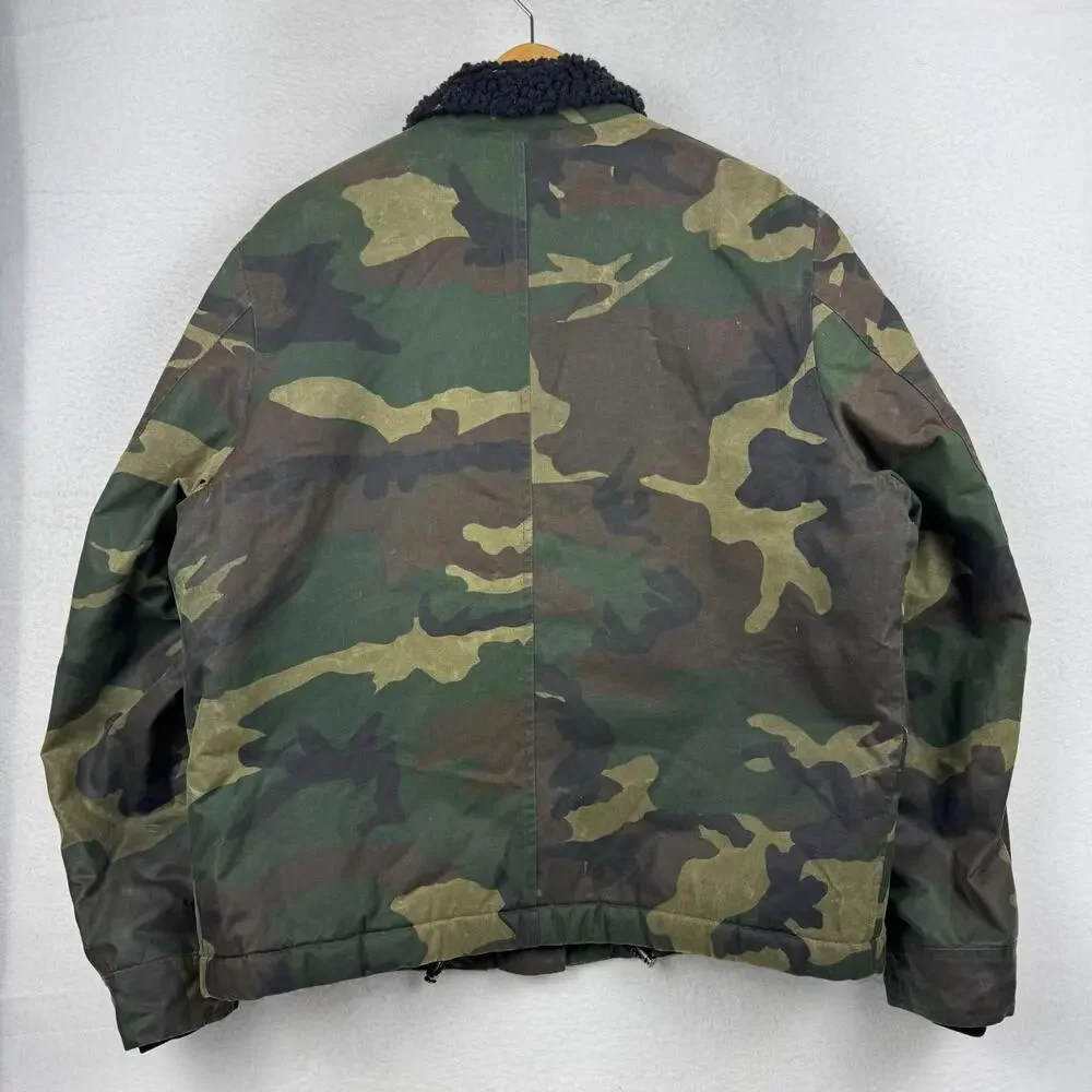 Freemans Sporting Club Mens XL Camo Waxed Cotton Jacket Shearling Lined USA - Picture 7 of 12
